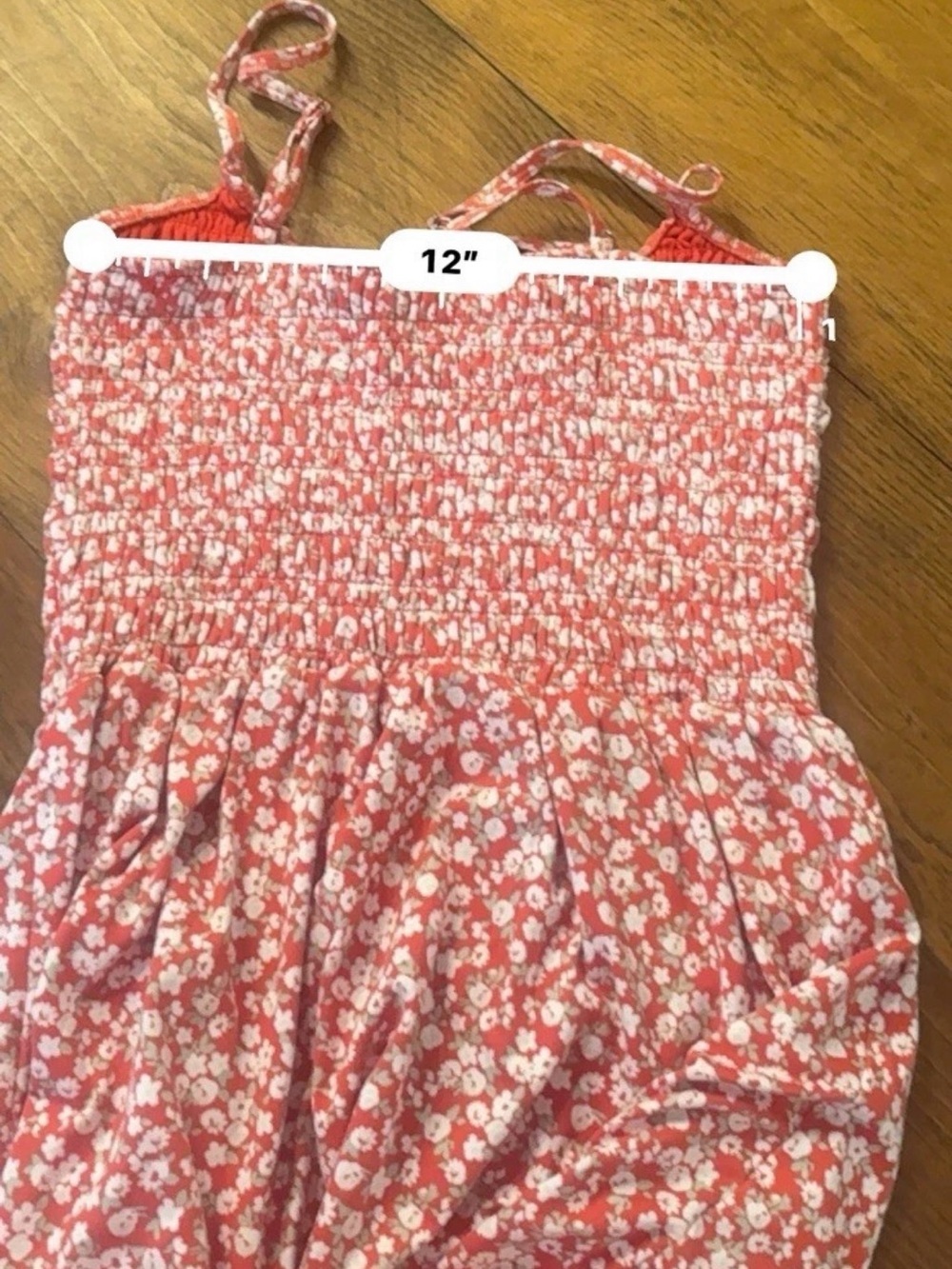 Hollister Red Floral Smocked Sundress w/built in shorts for women - Picture 6 of 8